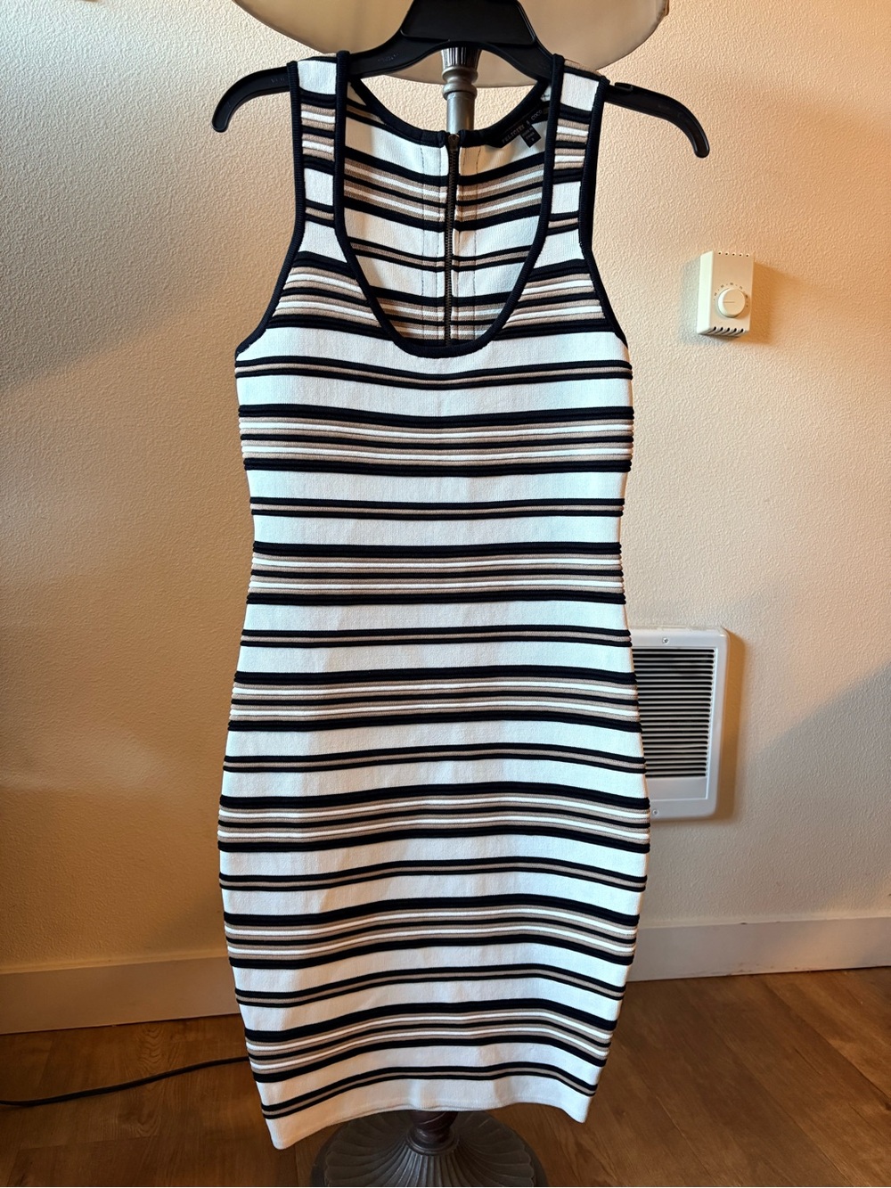 Felicity & Coco Striped Bandage Bodycon Tank Dress Back Zip Size S